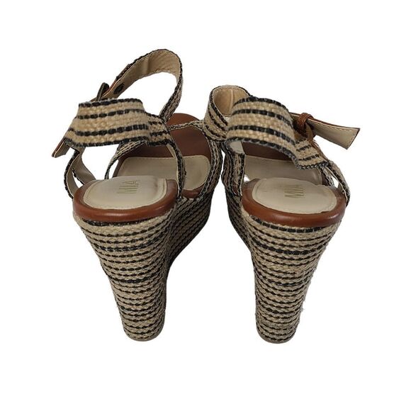 Mia Womens Shoes Black Natural Rope Platform Wedge Sandals Tan Black Size 8 - Picture 5 of 8